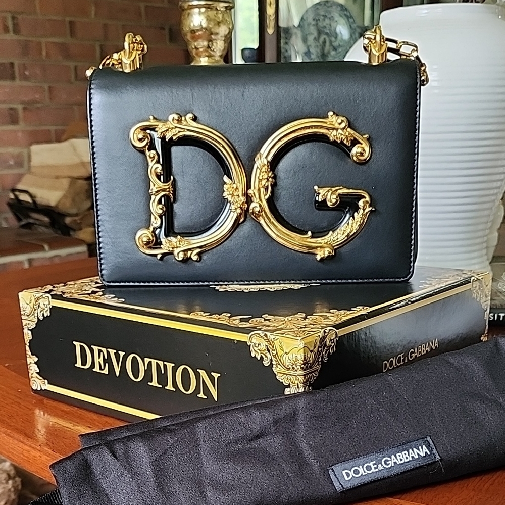 Dolce & Gabbana Black and Gold Devotion Crossbody Bag